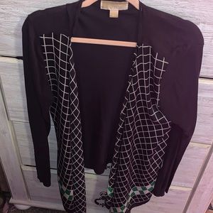 Cardigan with checker style drape